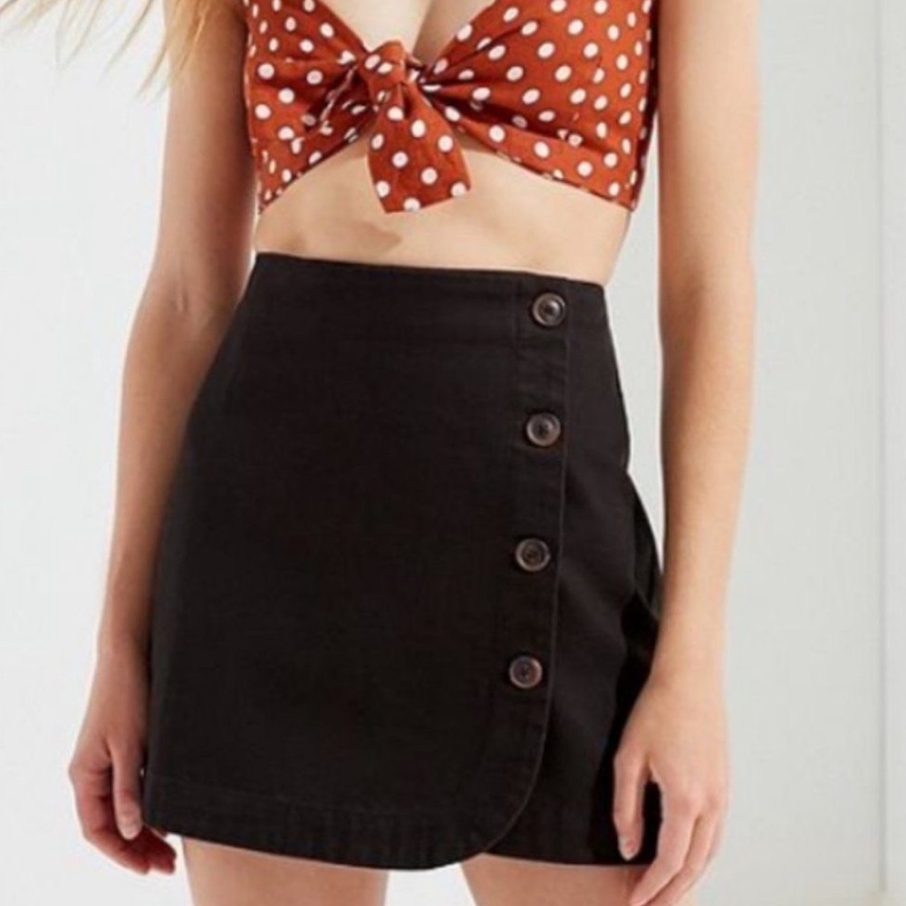 BDG Buttoned Wrap Skirt